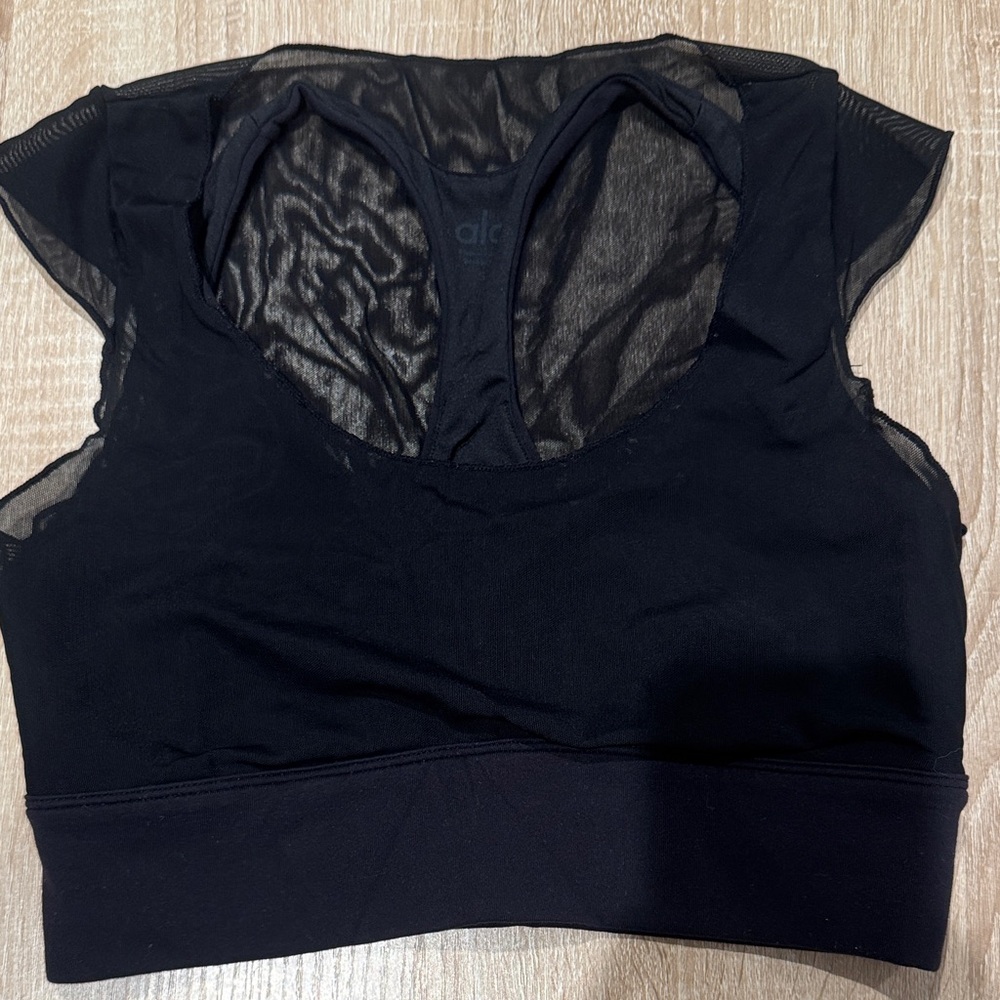 ALO Yoga Black Mesh Sports Bra